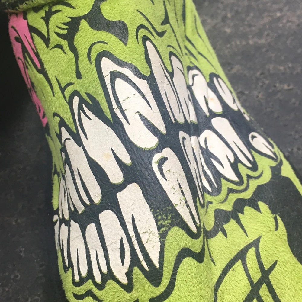 Iron Fist Green Zombie Graphic Ankle Boots with Black Bows - Picture 7 of 8